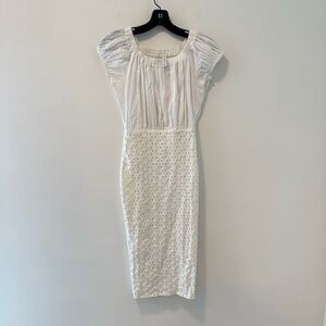 Bec & Bridge White Off Shoulder Eyelet Midi Dress Size US 2 #Lux-B